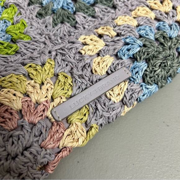 Lucky Brand Boho Straw Floral Crossbody Bag Purse Pink Orange Blue Yellow NWT - Picture 7 of 9